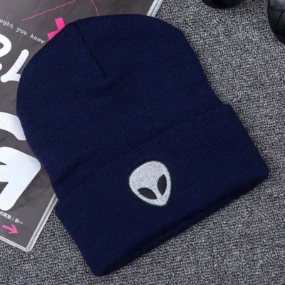 Unisex Winter Embroidery Alien Knitted Hat