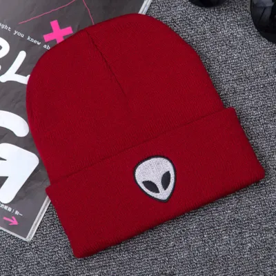 Unisex Winter Embroidery Alien Knitted Hat
