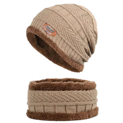 Unisex Winter Knitted Hats Scarves Cotton Stretchy