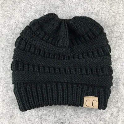 Women Winter Stretch Knitted Ponytail Hats