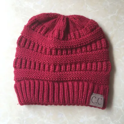 Women Winter Stretch Knitted Ponytail Hats