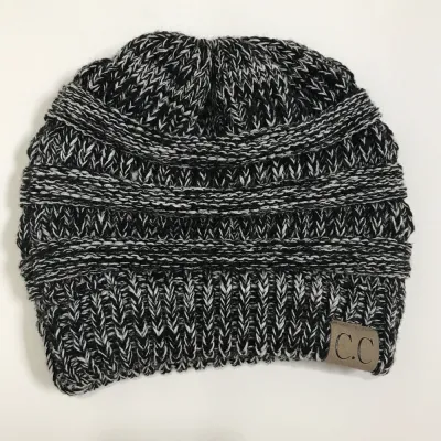 Women Winter Stretch Knitted Ponytail Hats