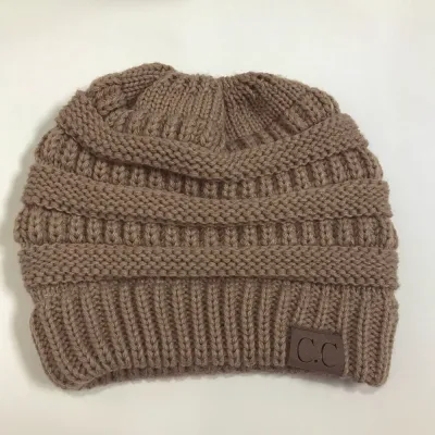 Women Winter Stretch Knitted Ponytail Hats