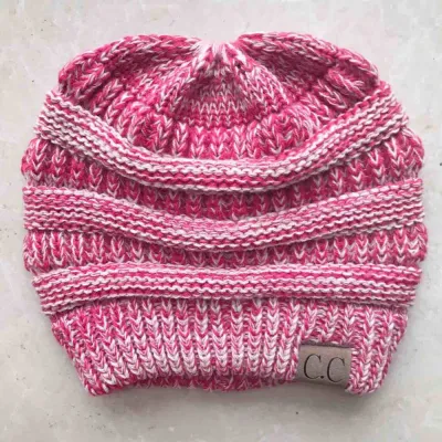 Women Winter Stretch Knitted Ponytail Hats