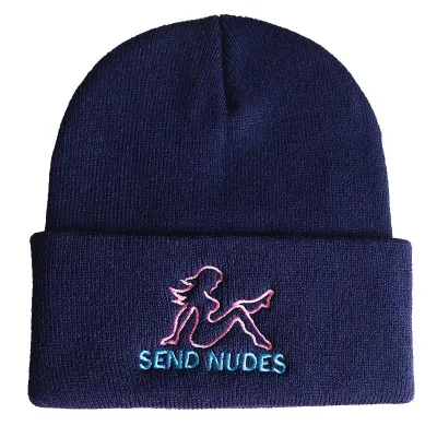 Unisex Fashion Warm Embroidery Knitted Letter Beanies Hats