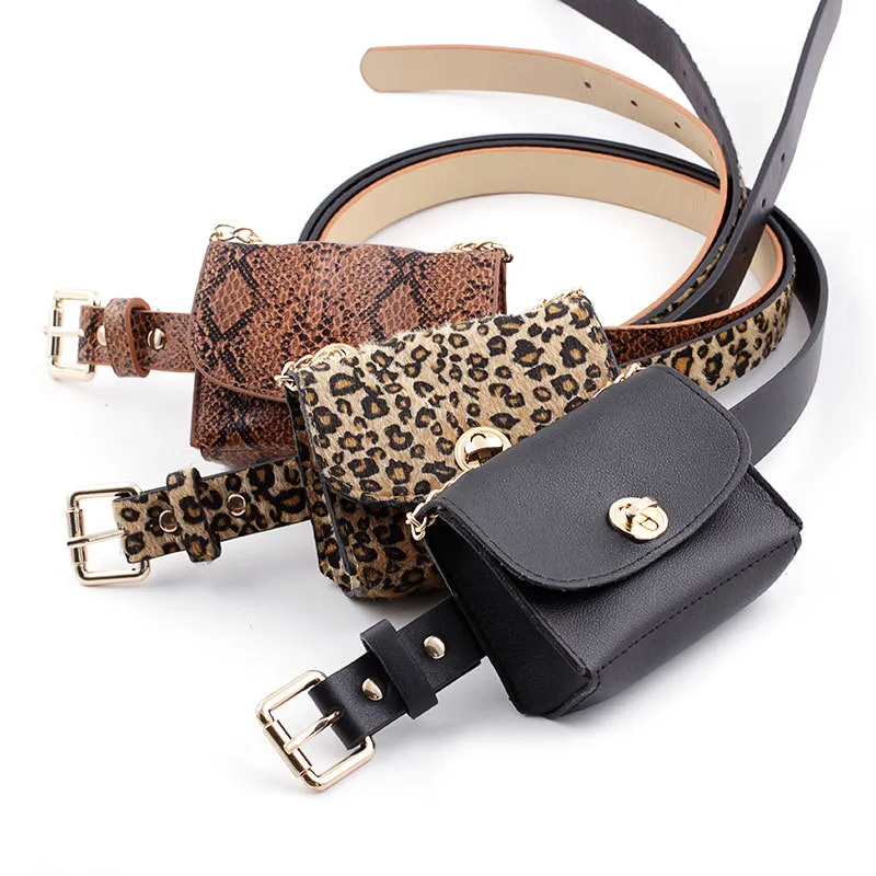 Women Leopard Snake Pattern Waist Pack Coin Purse Belt