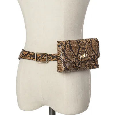 Women Retro Snake Pattern Waist Pack Coin Purse Belt