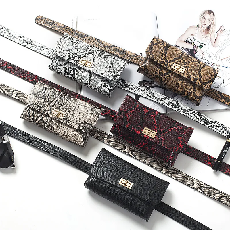 Women Retro Snake Pattern Waist Pack Coin Purse Belt