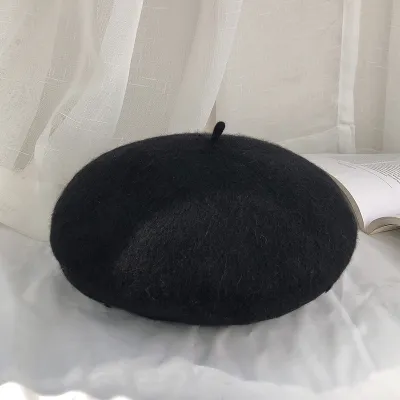 Women Winter Solid Color Wild Style Wool Blend Beret Hats