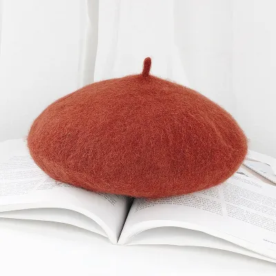 Women Winter Solid Color Wild Style Wool Blend Beret Hats