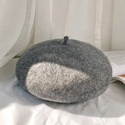 Women Winter Solid Color Wild Style Wool Blend Beret Hats