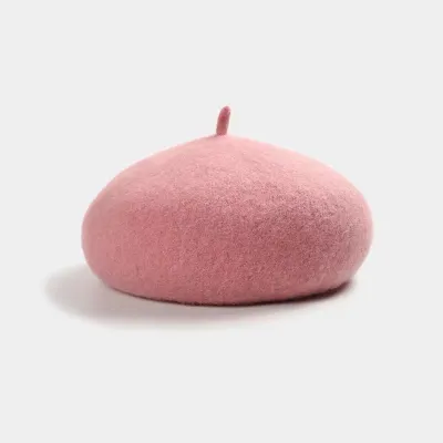 Women Winter Solid Color Wild Style Wool Blend Beret Hats