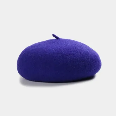 Women Winter Solid Color Wild Style Wool Blend Beret Hats