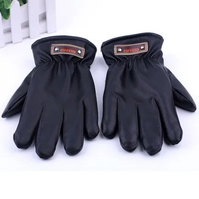 Men Winter Thicken Warm Leather Gloves