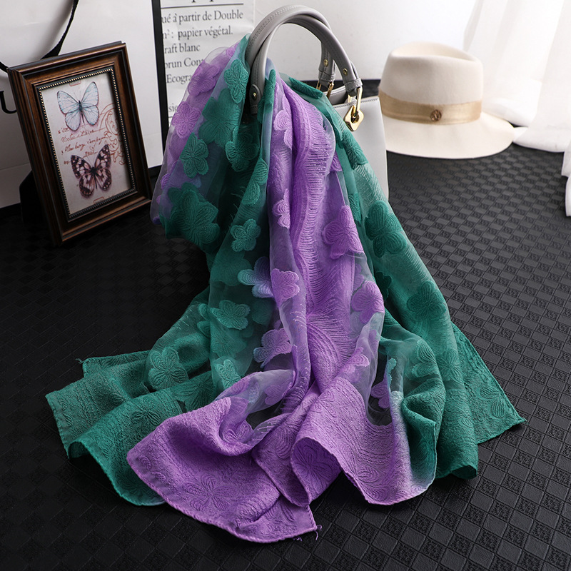 Wholesale women's fashion flower voile silk scarves - Nihaojewelry