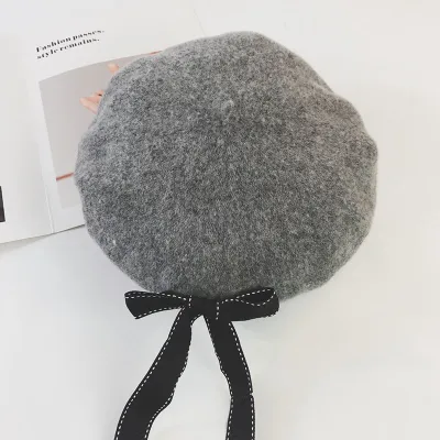 Women Winter Bow Beret Cotton Casual Dome Hat