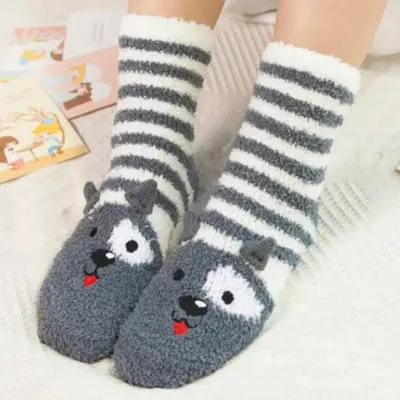 Women Winter Cartoon Pattern Warm Cotton Socks