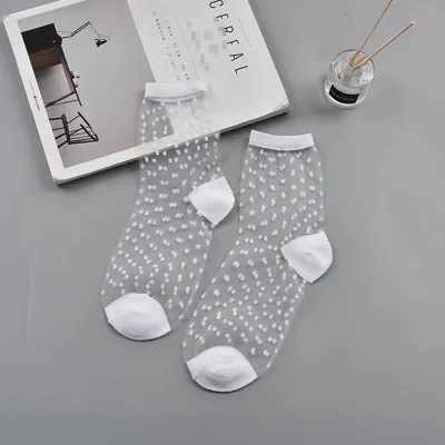 Women's Lattice Sexy Crystal Socks with Plaid Stripes, Silk and Acrylic Blend - Wild Style