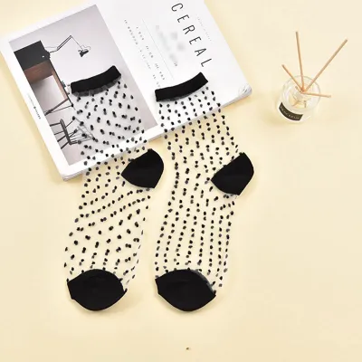 Women's Lattice Sexy Crystal Socks with Plaid Stripes, Silk and Acrylic Blend - Wild Style