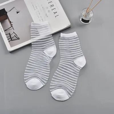 Women's Lattice Sexy Crystal Socks with Plaid Stripes, Silk and Acrylic Blend - Wild Style