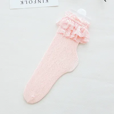 Women's Thin Lace Stretchable Socks Accessories Sweet Solid Nylon Mid-Calf