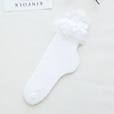 Women's Thin Lace Stretchable Socks Accessories Sweet Solid Nylon Mid-Calf