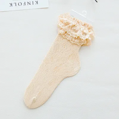 Women's Thin Lace Stretchable Socks Accessories Sweet Solid Nylon Mid-Calf