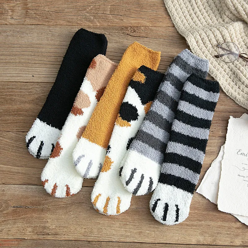 Women Thicken Cute Cat Paw Pattern Floor Socks