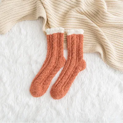 Women Winter Thicken Plus Cashmere Mid-Calf Socks Cartoon Wild