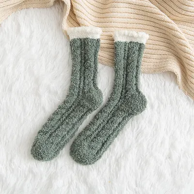 Women Winter Thicken Plus Cashmere Mid-Calf Socks Cartoon Wild