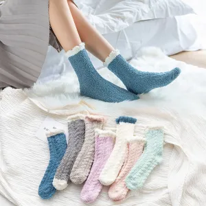 Women Winter Thicken Plus Cashmere Mid-Calf Socks Cartoon Wild