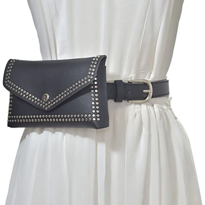 Women Creative Rivet Waist Pack Coin Purse Belt