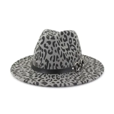 Women Fashion Leopard Pattern Wool Felt Bell Hat