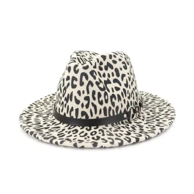 Women Fashion Leopard Pattern Wool Felt Bell Hat