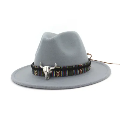 Women Fashion Metal Button Decor Woolen Bell Hat