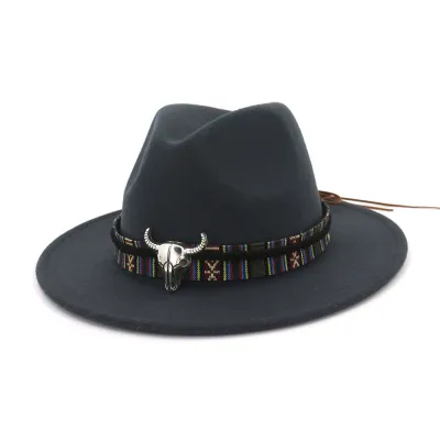 Women Fashion Metal Button Decor Woolen Bell Hat