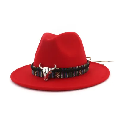 Women Fashion Metal Button Decor Woolen Bell Hat