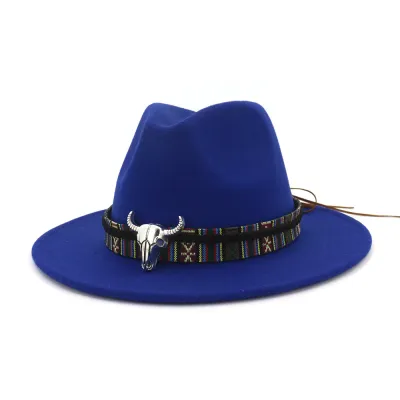 Women Fashion Metal Button Decor Woolen Bell Hat