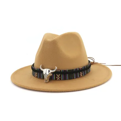 Women Fashion Metal Button Decor Woolen Bell Hat