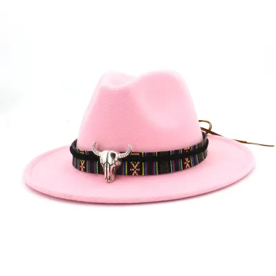 Women Fashion Metal Button Decor Woolen Bell Hat