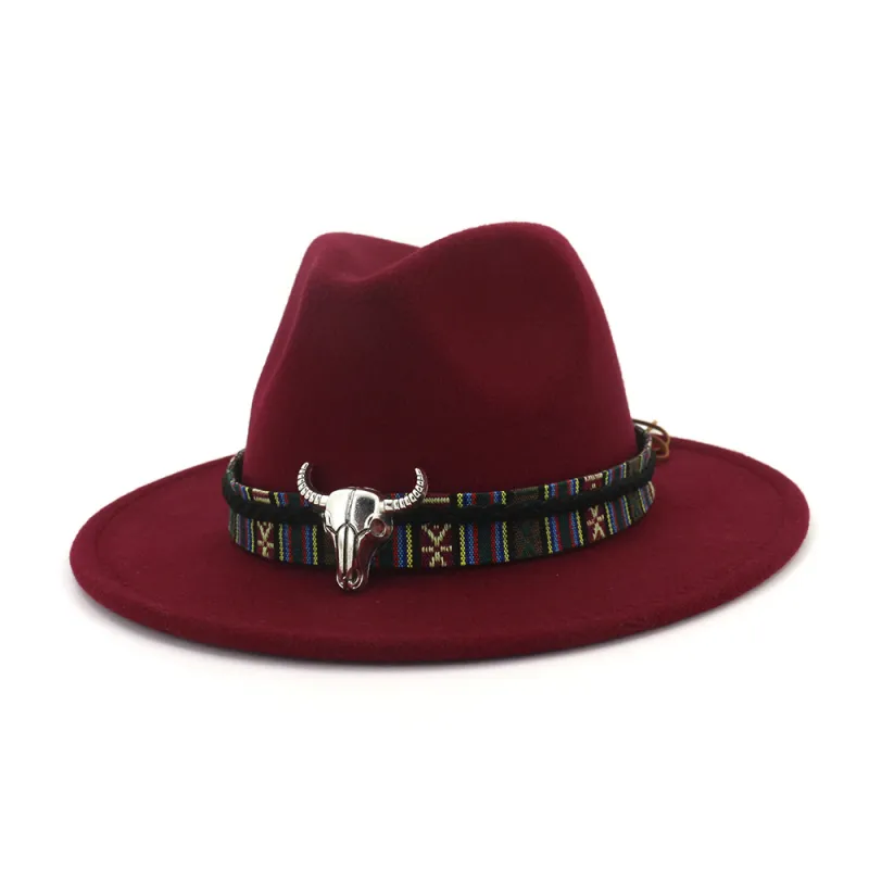 Women Fashion Metal Button Decor Woolen Bell Hat