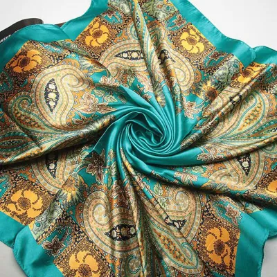 Women Vintage Silk Square Scarf 90cm