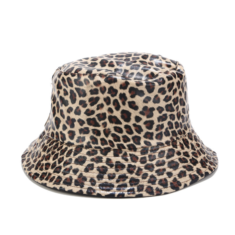Wholesale Fashion New Leopard Pattern PU Leisure Bucket Hat