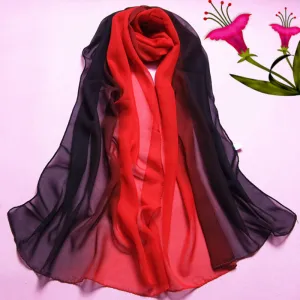 Women Fashion Gradient Color Chiffon Square Scarf