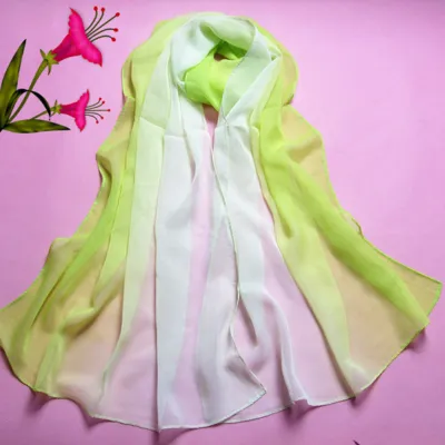 Women Fashion Gradient Color Chiffon Square Scarf