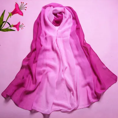 Women Fashion Gradient Color Chiffon Square Scarf
