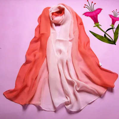 Women Fashion Gradient Color Chiffon Square Scarf