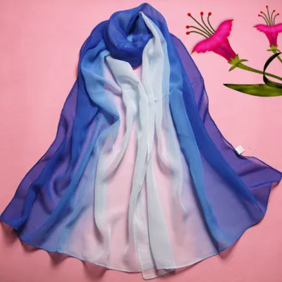 Women Fashion Gradient Color Chiffon Square Scarf
