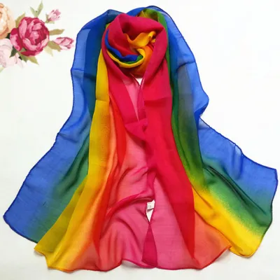 Women Fashion Gradient Color Chiffon Square Scarf