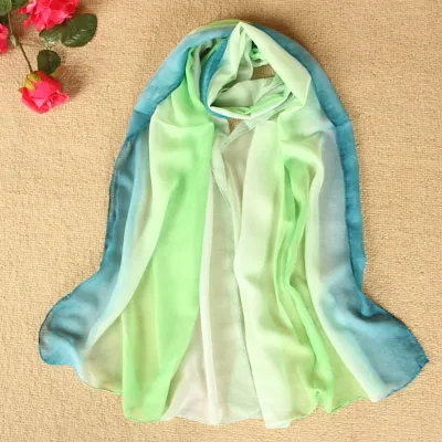 Women Fashion Gradient Color Chiffon Square Scarf